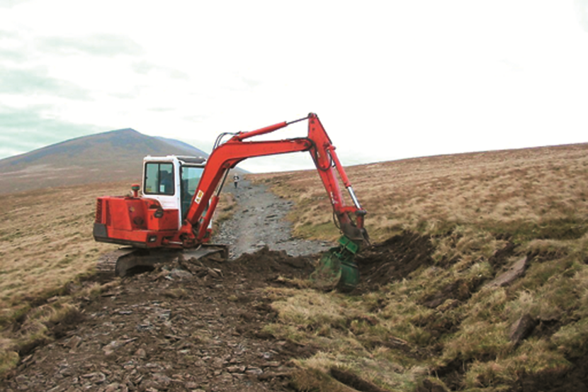 Photo of a large excavator working on landscaping.