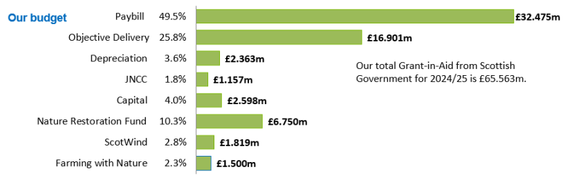 Bar graph showing Grant-in-Aid to NatureScot from Scottish Government for 2024/25'
