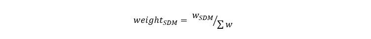 Equation for the relative weight given to each SDM.