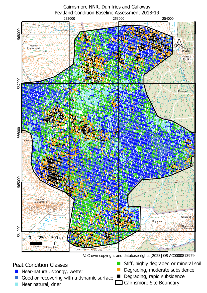 Map showing condition classification of the Cairnsmore National Nature Reserve using the Key Metrics Method
