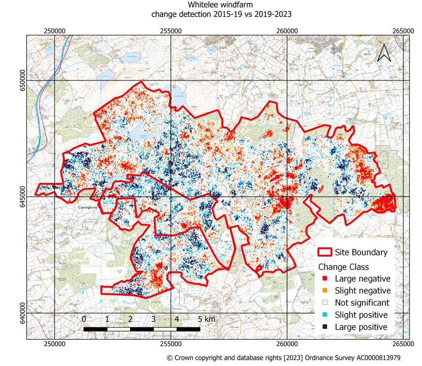 Map of overall change, Whitelee Windfarm