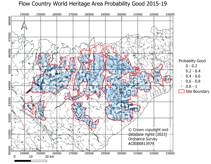 Flow Country World Heritage Site probability condition map for the period 2015-19