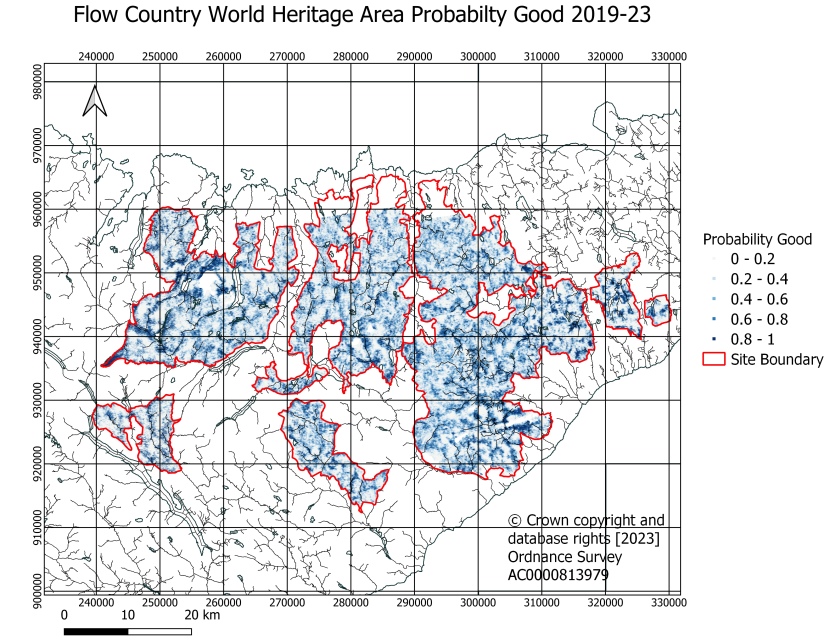 Flow Country World Heritage Site probability condition map for the period 2019-23