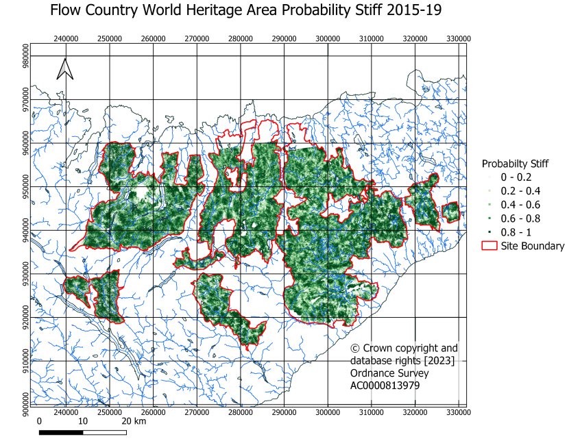 Flow Country World Heritage Site probability condition map for the period 2015-19