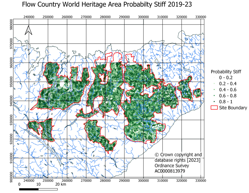 Flow Country World Heritage Site probability condition map for the period 2019-23