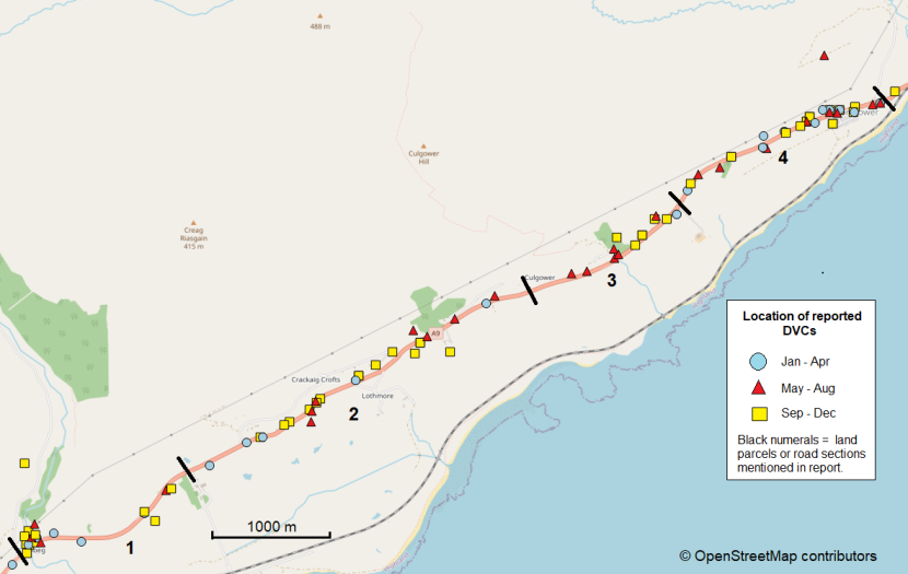 Map of DVC locations at A9 Lothbeg to Portgower.