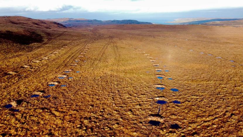 The distinctive pattern left by damming and zippering. This will disappear over time to leave a much healthier peatland landscape. ©Peatland ACTION/Swift Films