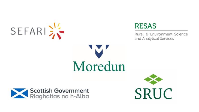 Logos of the Moredun Institute, Scottish Government; RESAS; SEFARI and SRUC