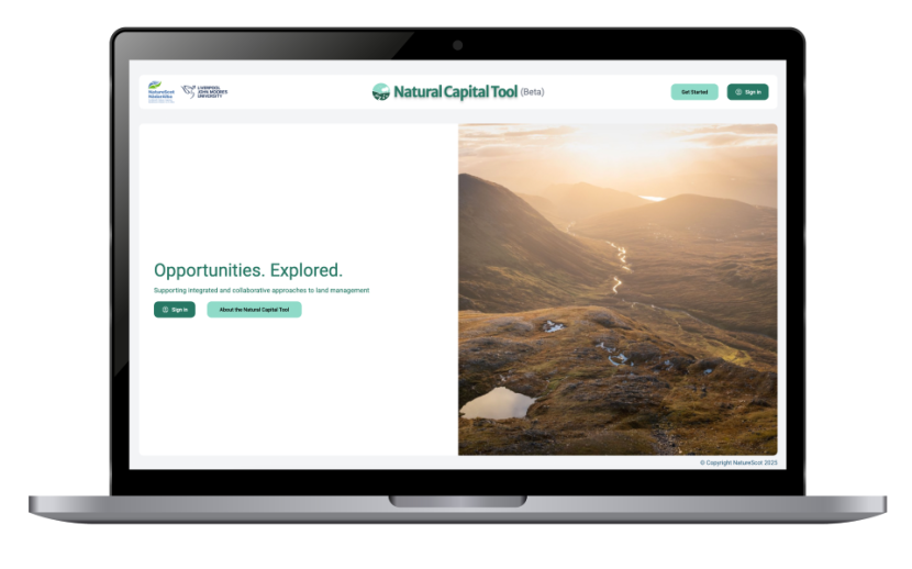 Natural Capital tool - image of the video on a laptop.