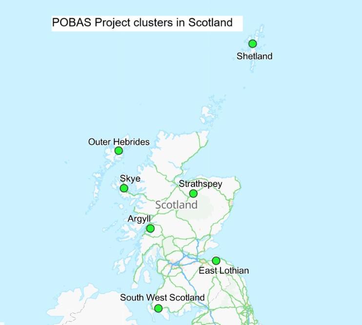 Map showing project clusters.