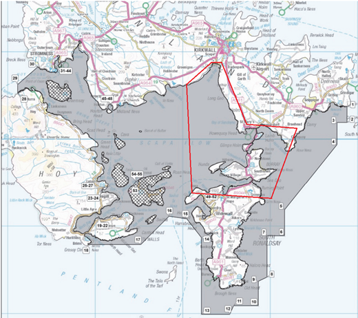 Temporary danger area, highlighted in red. 