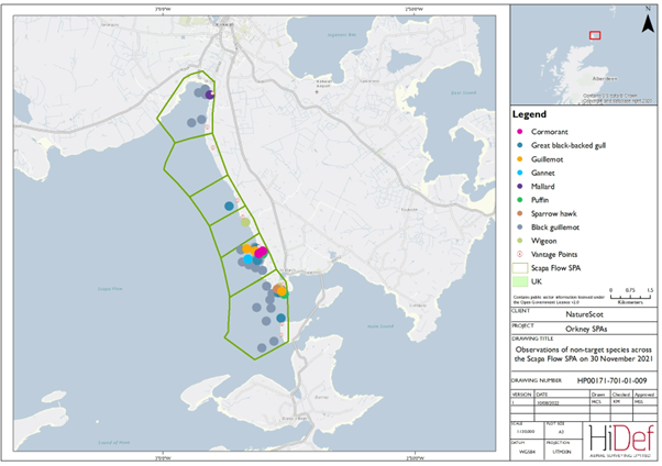 Map of shored-based observations of birds.