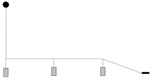 Diagram illustrating the configuration of the experimental 3 creel array used in Loch Carron.