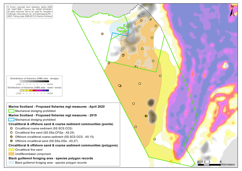 Map 1 showing changes to proposed fisheries management measures in the Clyde Sea Sill MPA following initial stakeholder discussions.
