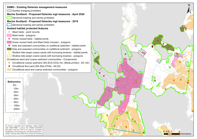 Map 2 showing changes to proposed MS-led fisheries management measures in the Fetlar to Haroldswick MPA following initial stakeholder discussions.