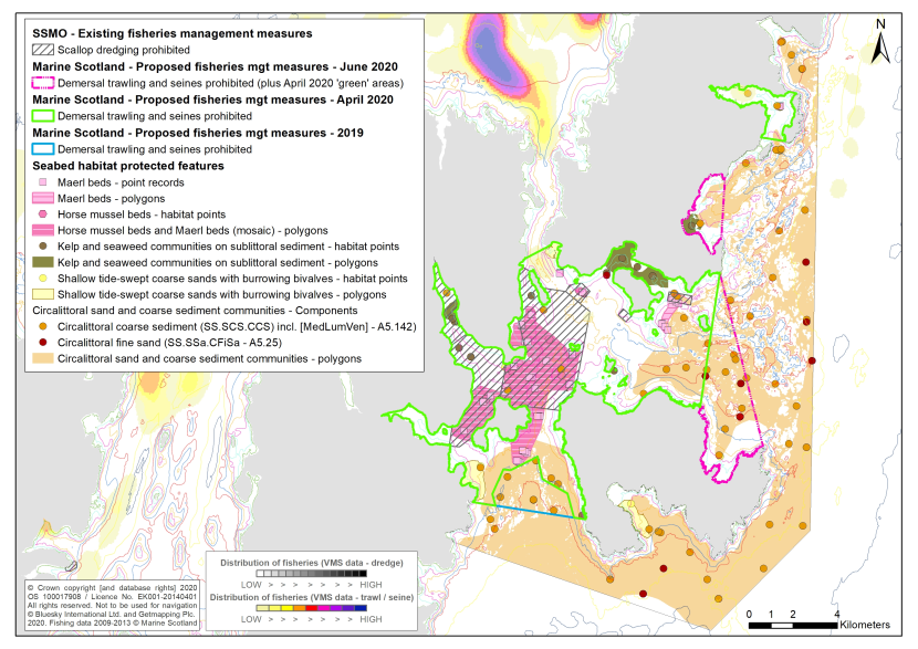 Map showing changes to proposed Marine Scotland-led fisheries management measures in the Fetlar to Haroldswick MPA - June 2020.