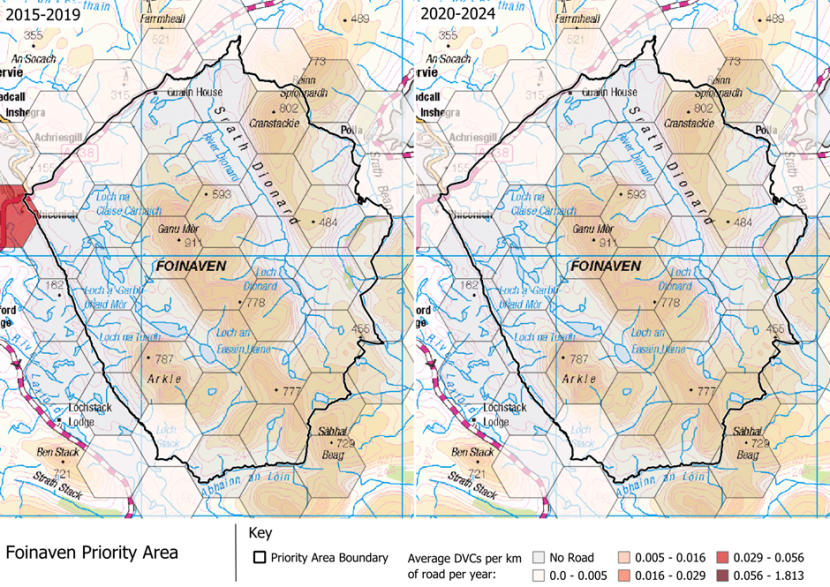 DVCs per km of road per year in the Foinaven Special Area of Conservation Deer Management Priority Area.