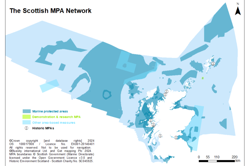 A map showing the various MPA sites that make up the Scottish MPA network.