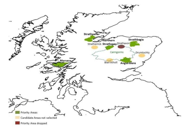 Map showing priority areas.