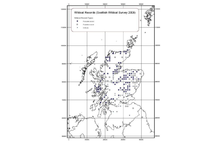 A map showing wildcat distribution from 2006-08.