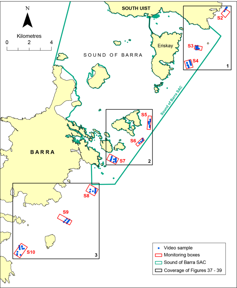 Sound of Barra showing location of video sample sites.