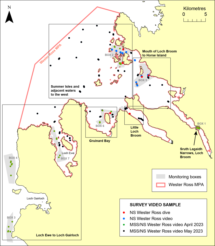 Location of video sample sites off Wester Ross.