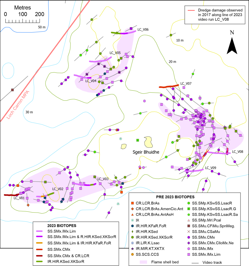 Temporal comparison of biotope records around Sgeir Bhuidhe.