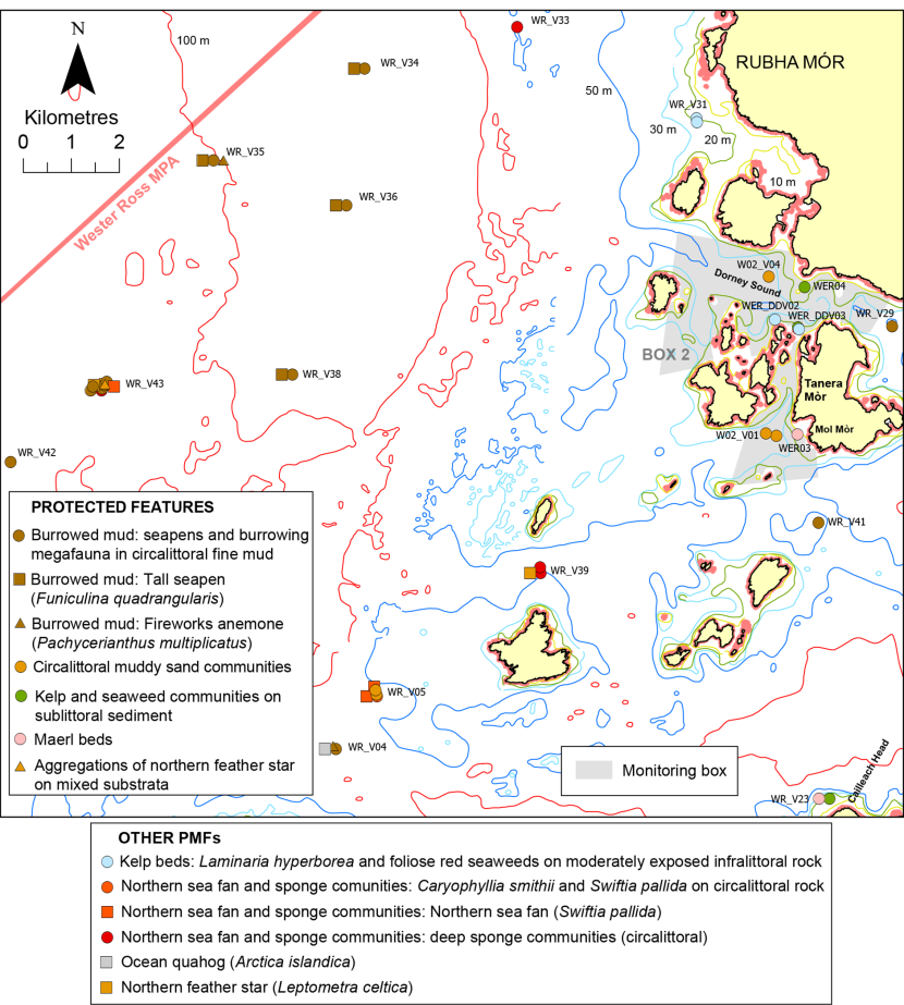 Protected features and other PMFs around Summer Isles and to the west.