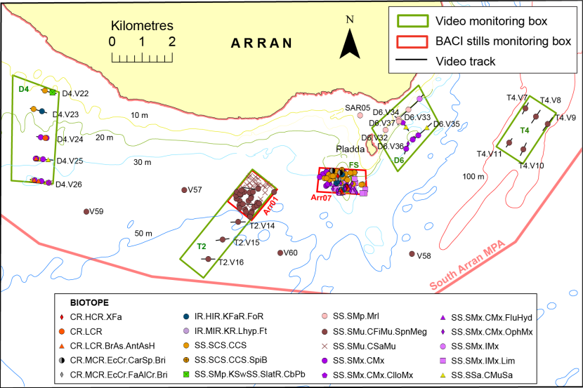  Biotope records for southern coastline of Arran.