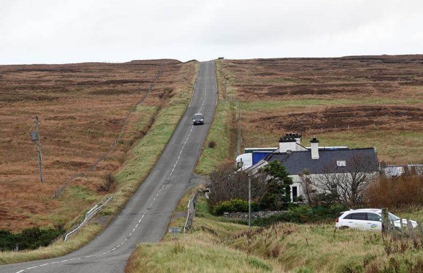 View along the A587 northbound from North Galson showing a landscape typical within priority Site 1, where a high proportion of deer vehicle collisions and deer sightings have occurred in recent years.