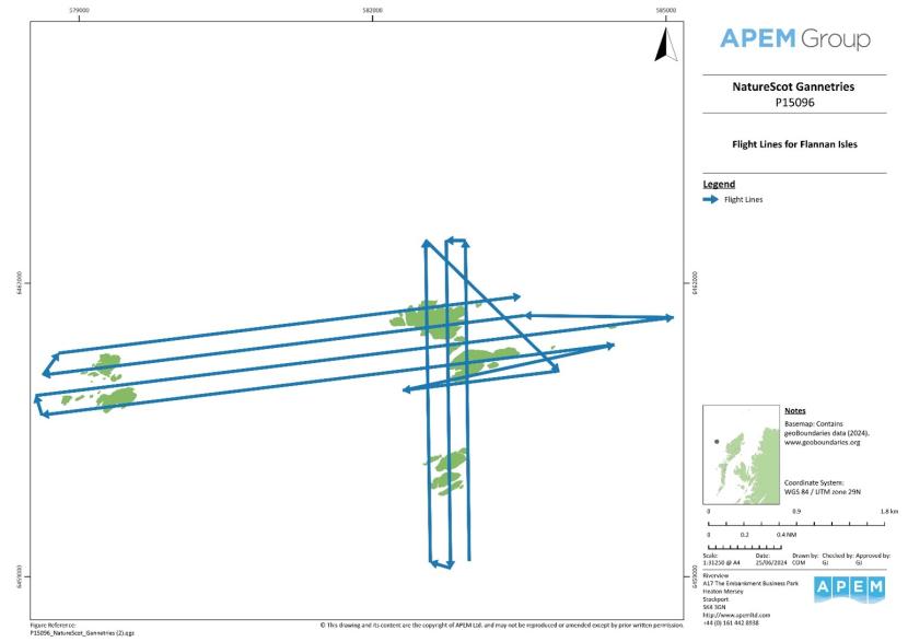 Map of the Flannan Isles colony with survey flight lines showing the direction the plane was flying. 