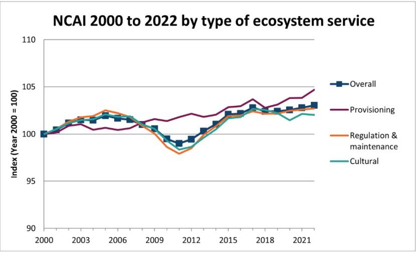 Figure 4. NCAI 2000 to 2022 by type of ecosystem service