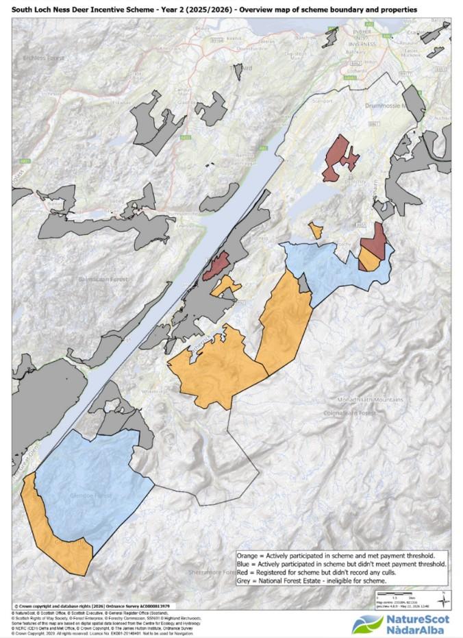 Map showing the participants in the South Loch Ness Deer Incentive Scheme