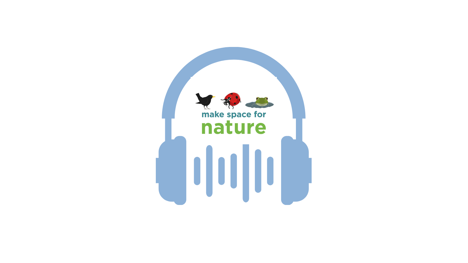 Headphones with Make Space For Nature logo inside