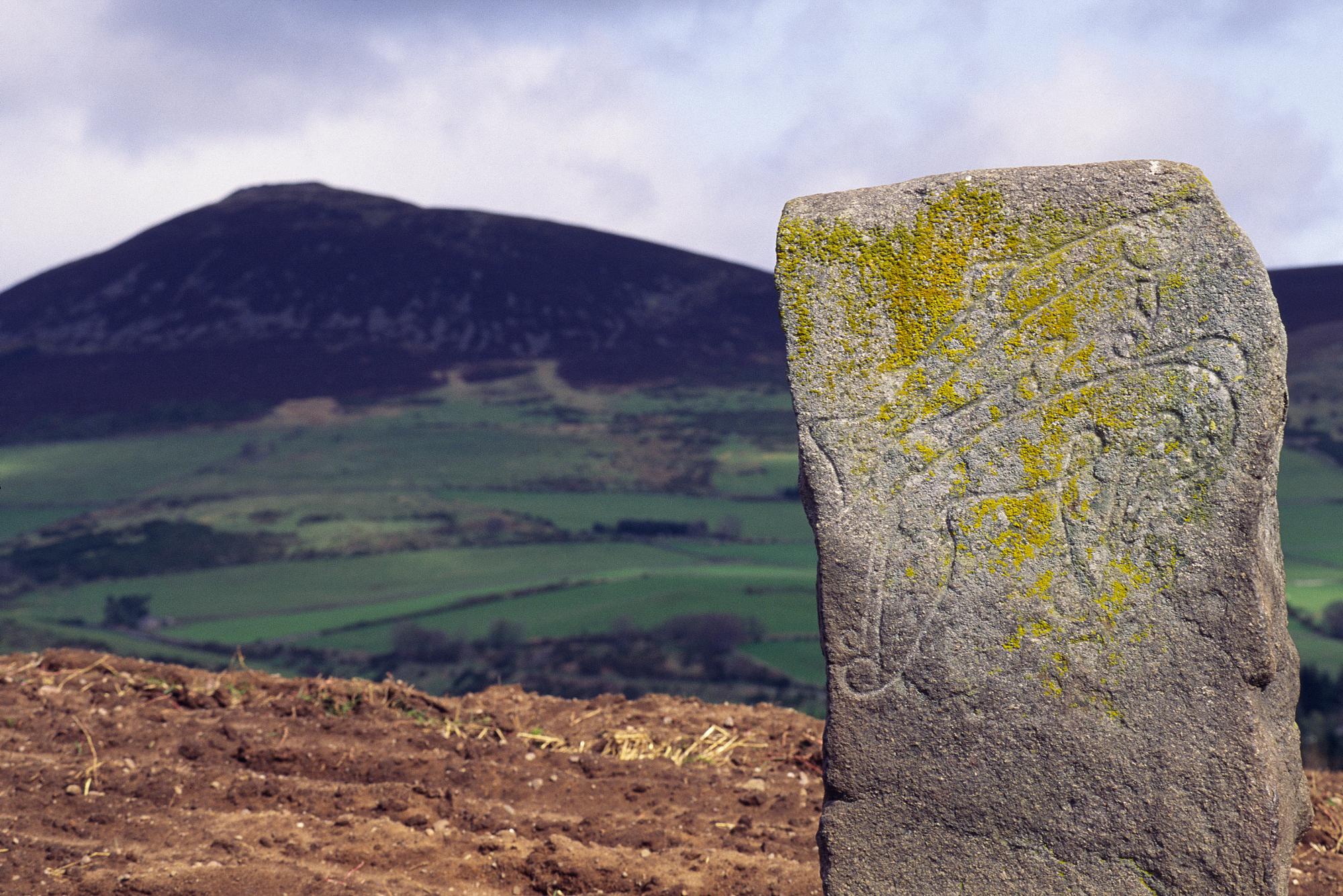 The Craw Stane with hills behind