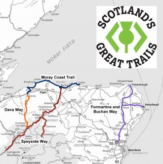 Scotland's Great Trails map - section for illustration purposes.