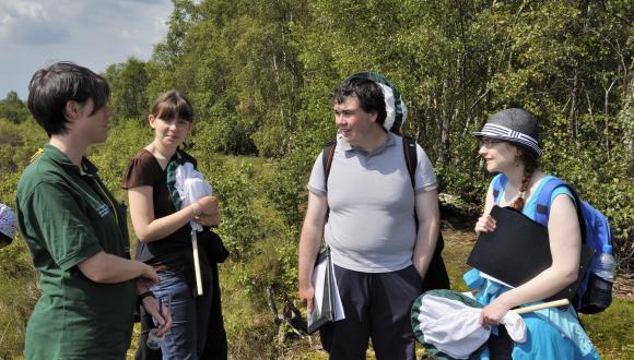 Conservation volunteers at the Bioblitz day at Wester Moss SSSI near Stirling. July 2011. ©Lorne Gill/SNHFor information on reproduction rights contact the Scottish Natural Heritage Image Library on Tel. 01738 444177 or www.nature.scot
