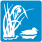Blue icon of reeds and a duck